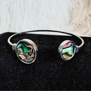 Silvertone Multicolor Abalone Shell cuff Bracelet